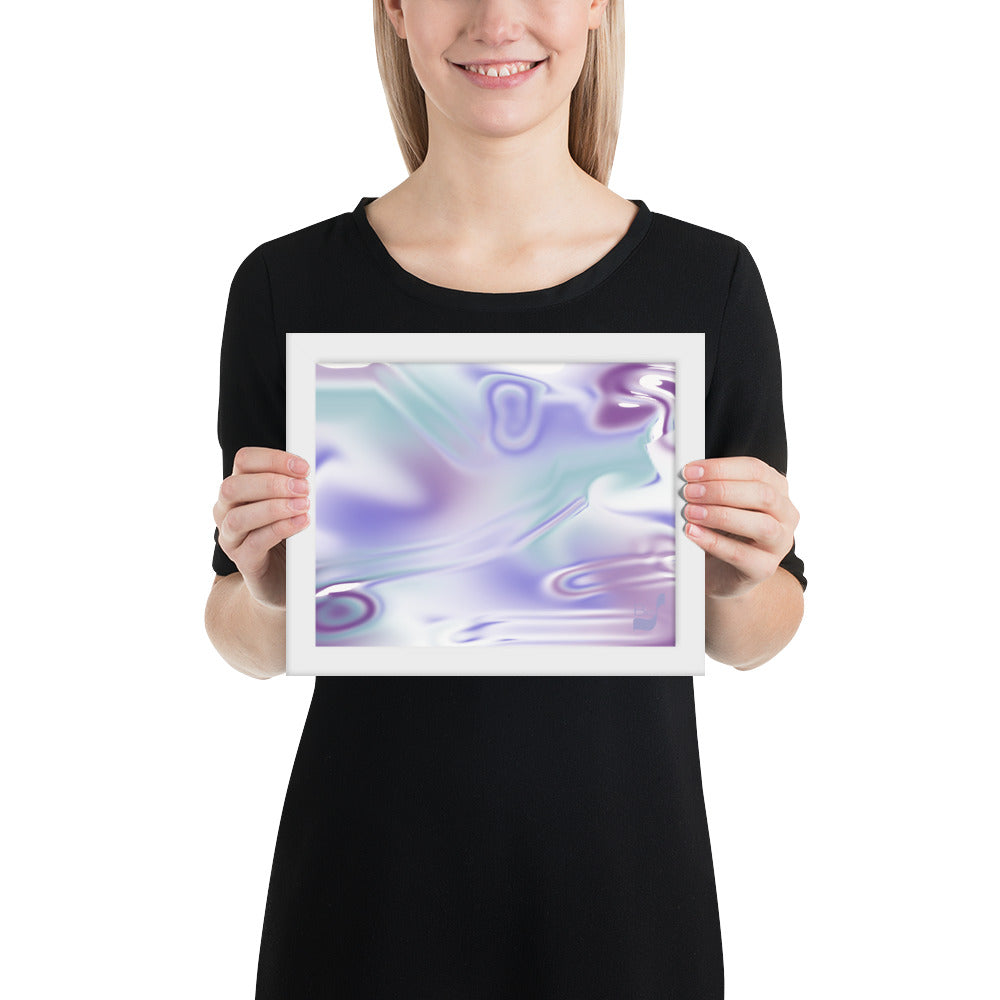 Blue Haze BeSculpt Abstract Art White Frame Horizontal