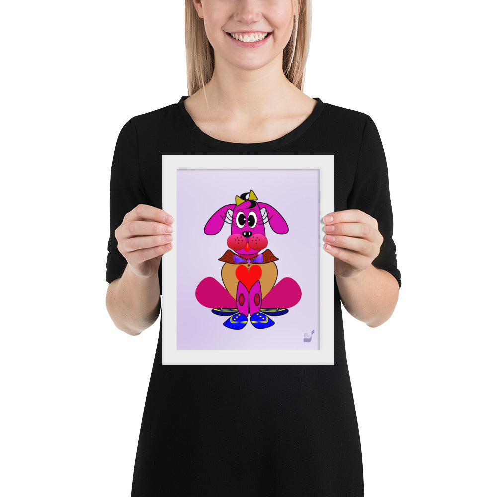 Love Pup 4 Hot Pink BeSculpt Kids Art Framed