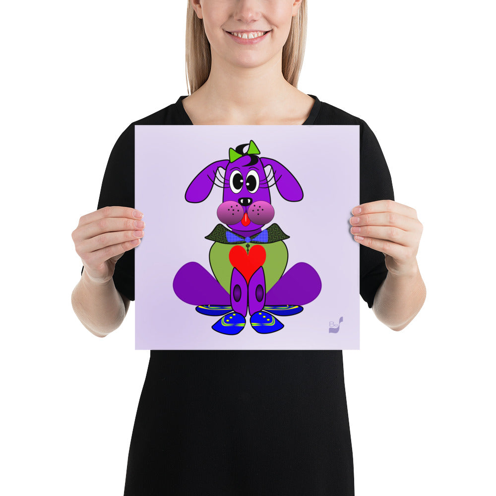 Love Pup 1 Purple BeSculpt Kids Art Prints/Posters