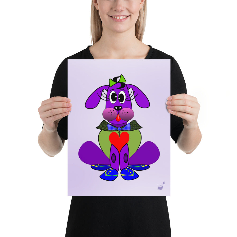 Love Pup 1 Purple BeSculpt Kids Art Prints/Posters