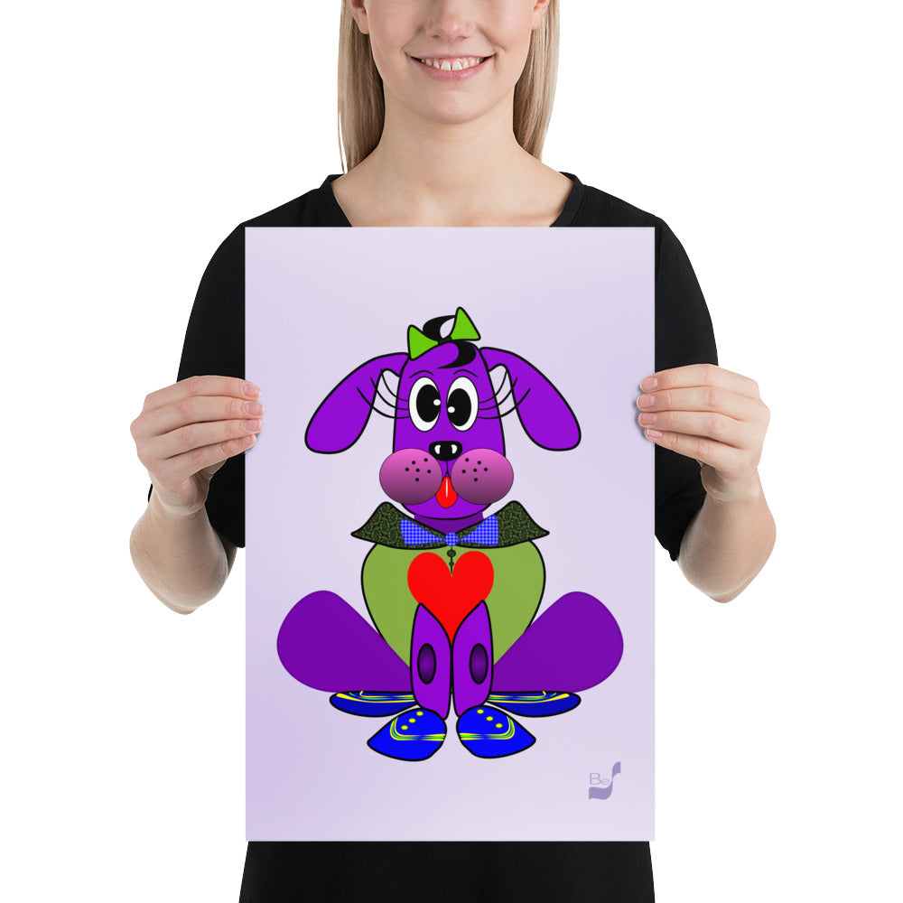 Love Pup 1 Purple BeSculpt Kids Art Prints/Posters