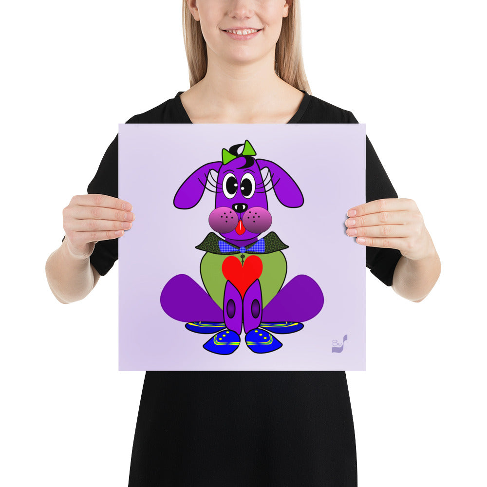 Love Pup 1 Purple BeSculpt Kids Art Prints/Posters