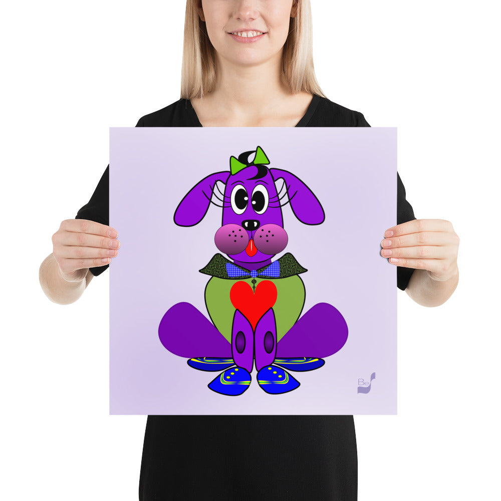 Love Pup 1 Purple BeSculpt Kids Art Prints/Posters