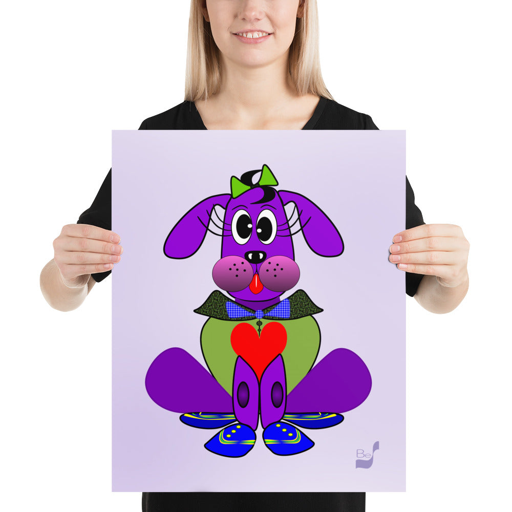 Love Pup 1 Purple BeSculpt Kids Art Prints/Posters