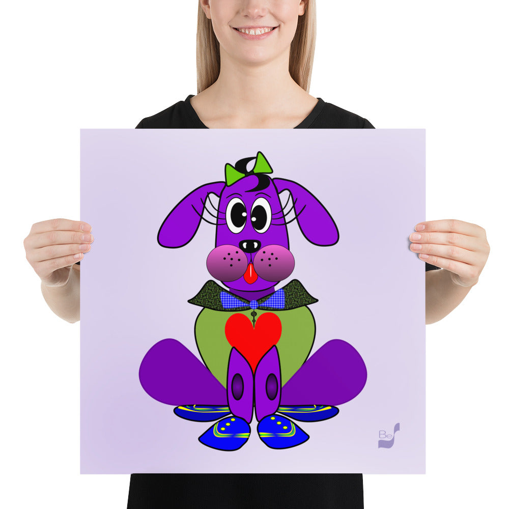 Love Pup 1 Purple BeSculpt Kids Art Prints/Posters