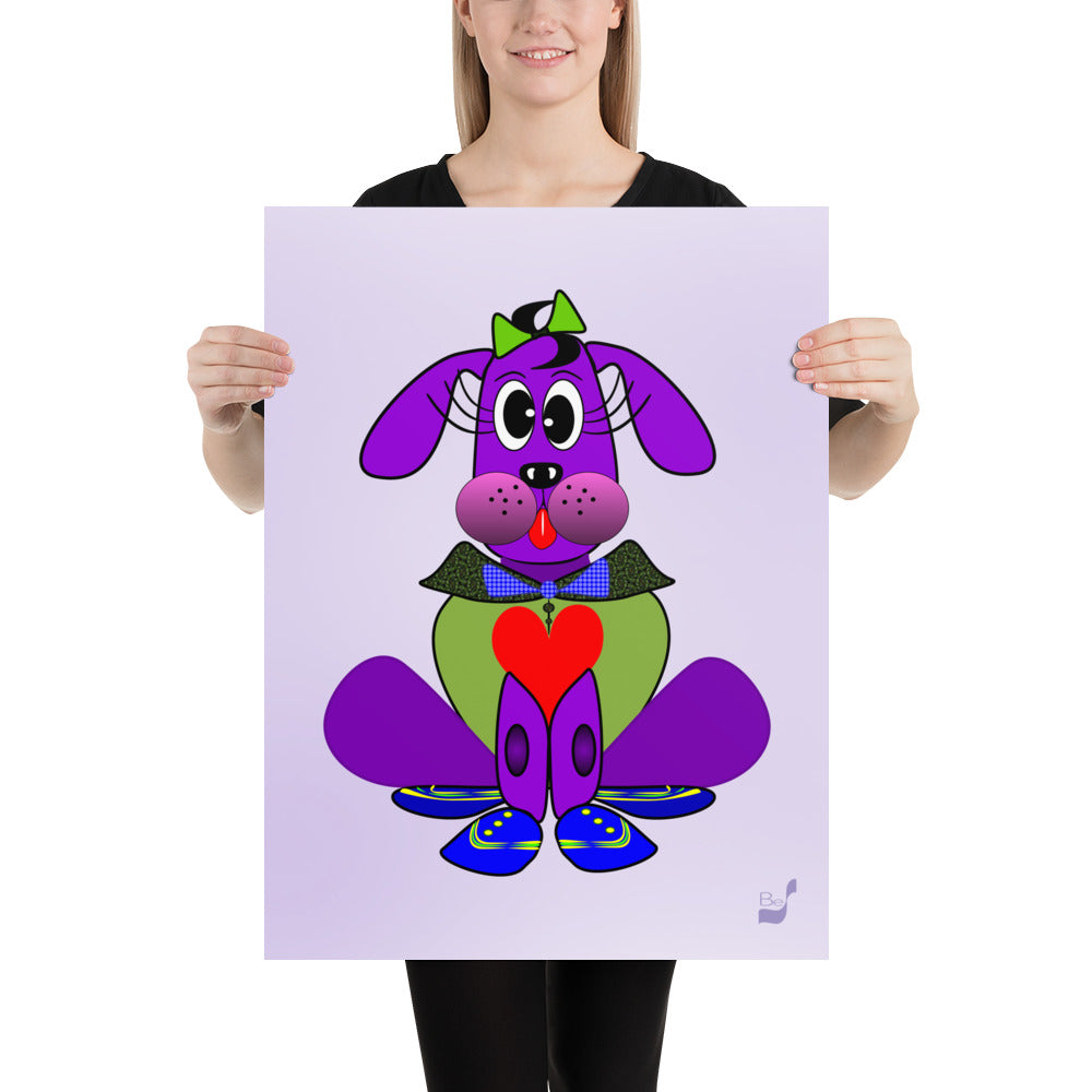 Love Pup 1 Purple BeSculpt Kids Art Prints/Posters