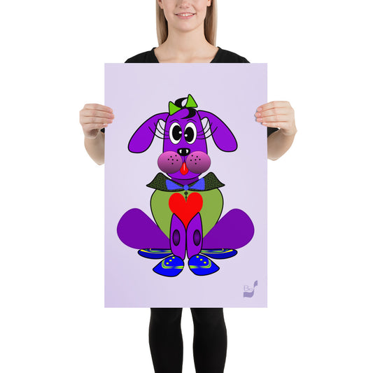 Love Pup 1 Purple BeSculpt Kids Art Prints/Posters