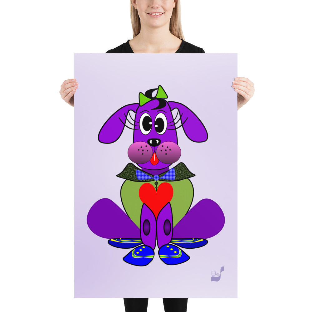 Love Pup 1 Purple BeSculpt Kids Art Prints/Posters