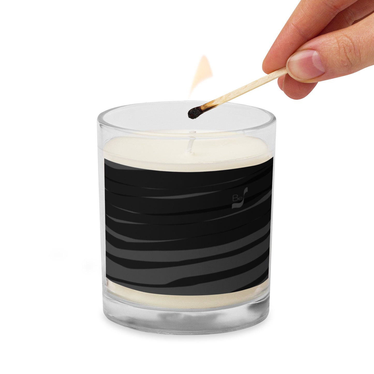 Black H Stripes BeSculpt Glass Jar Soy Wax Candle