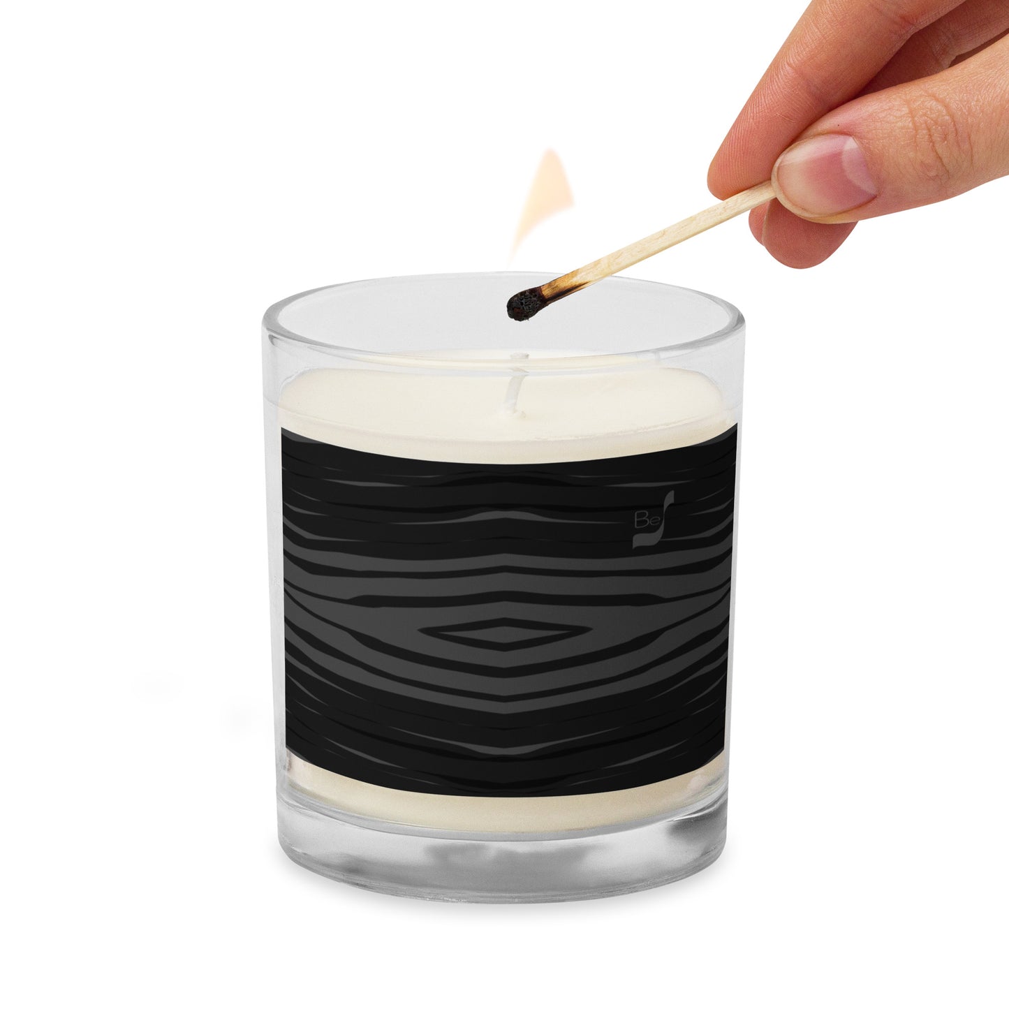 Black H Stripes BeSculpt Glass Jar Soy Wax Candle 2