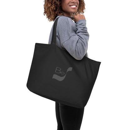 Black H Stripes BeSculpt Large Organic Tote Bag