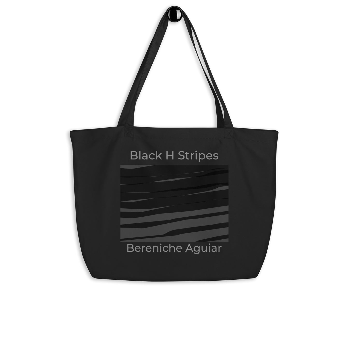 Black H Stripes BeSculpt Large Organic Tote Bag