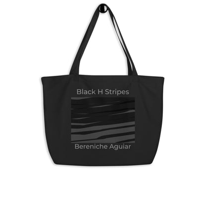 Black H Stripes BeSculpt Large Organic Tote Bag