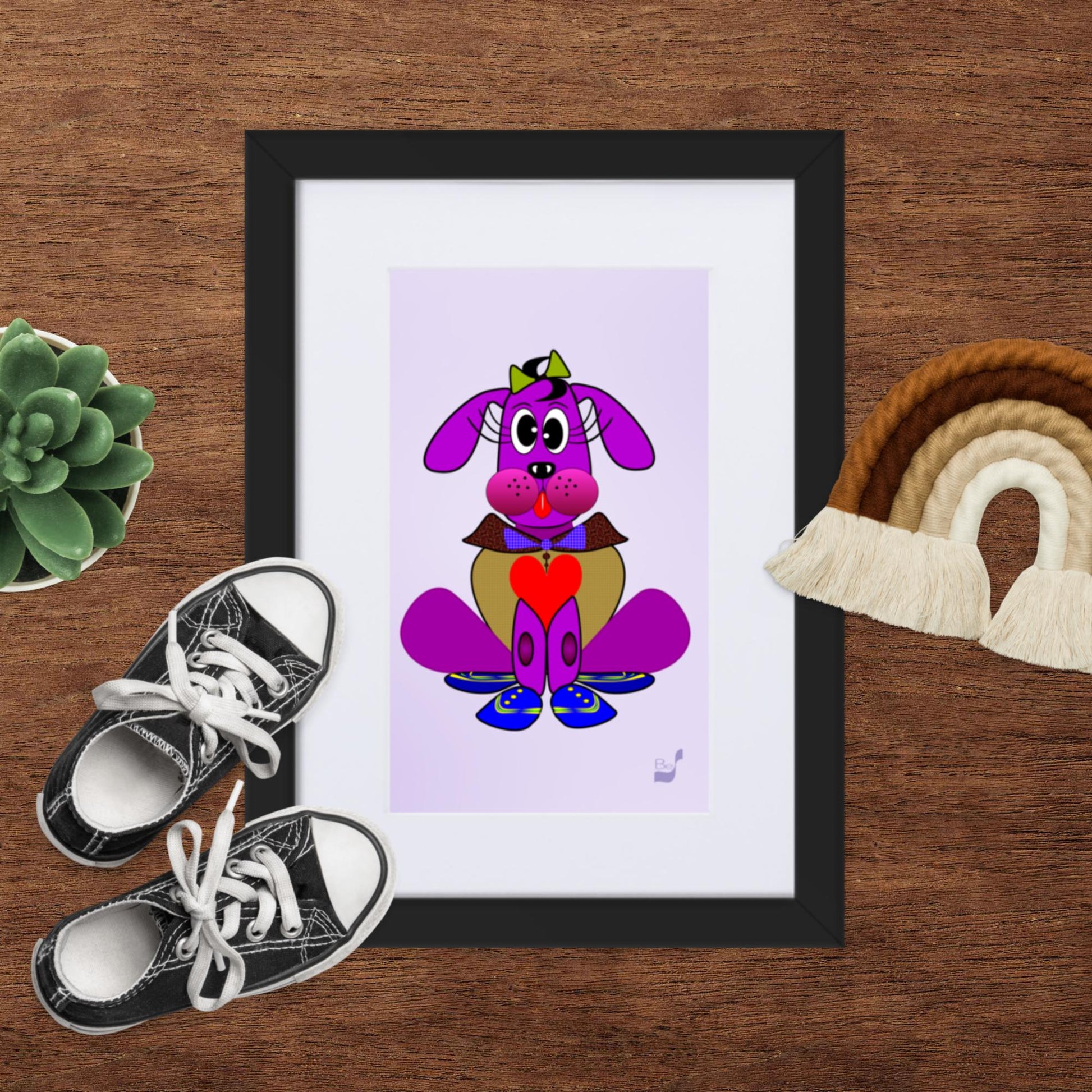 Love Pup 3 Violet BeSculpt with Matboard Framed