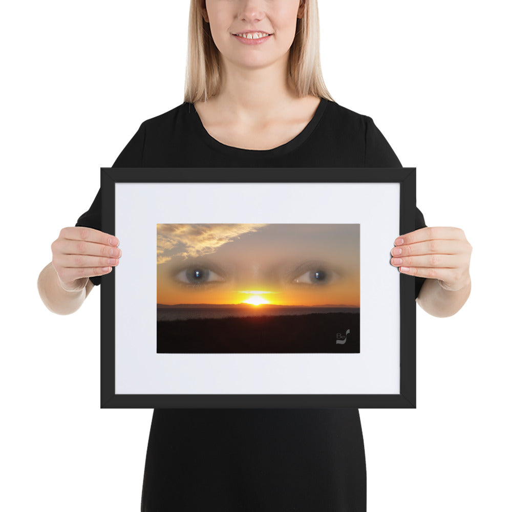 Sunset Eyes BeSculpt Photo-Art Seascape with Matboard Framed Enigmatic Sunset Art