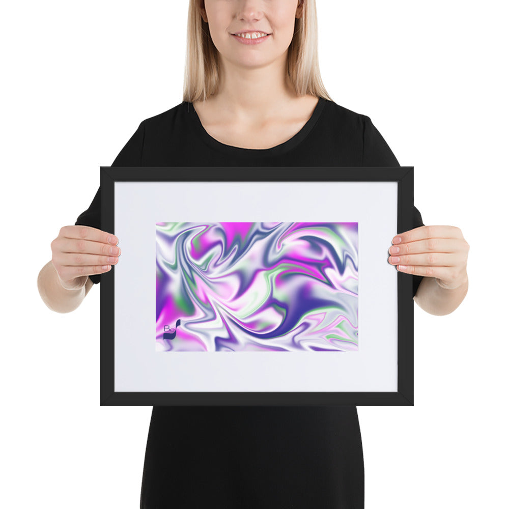 Burst BeSculpt Abstract Wall Art with White Matboard Framed Reversed Image