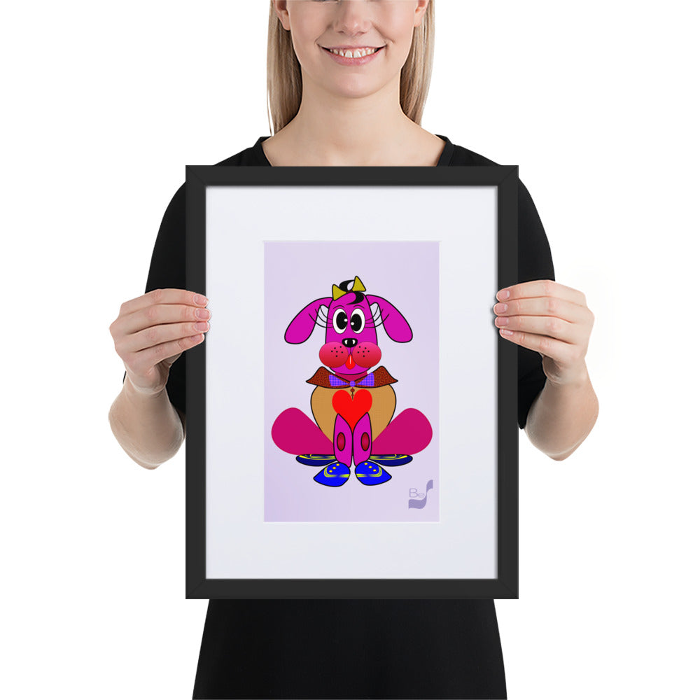 Love Pup 4 Hot Pink BeSculpt with Matboard Framed