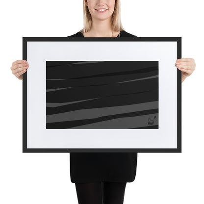 Black H Stripes BeSculpt Abstract Art with Matboard Framed