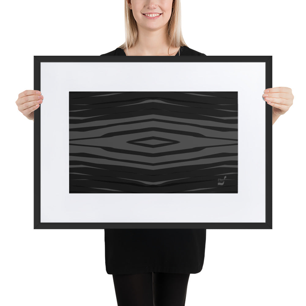 Black H Stripes BeSculpt Abstract Art with Matboard Black Framed 2