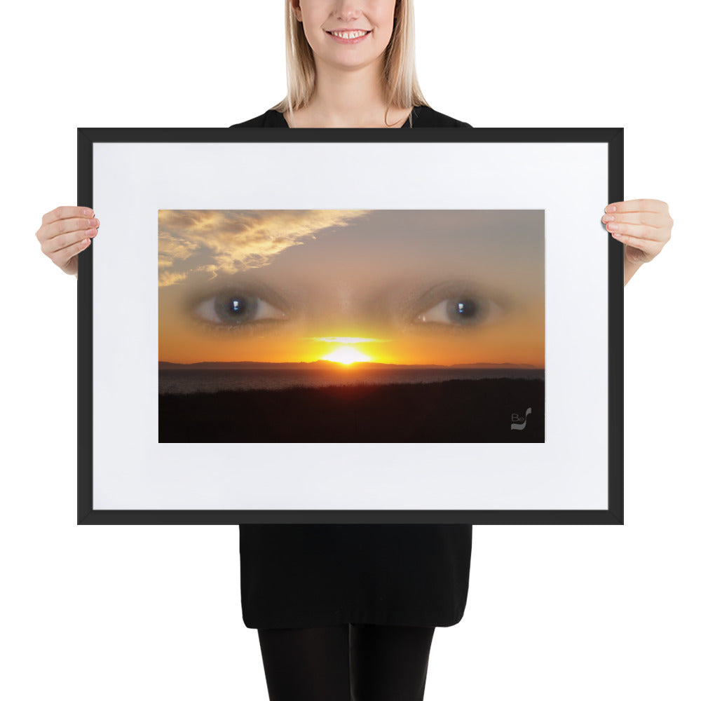 Sunset Eyes BeSculpt Photo-Art Seascape with Matboard Framed Enigmatic Sunset Art