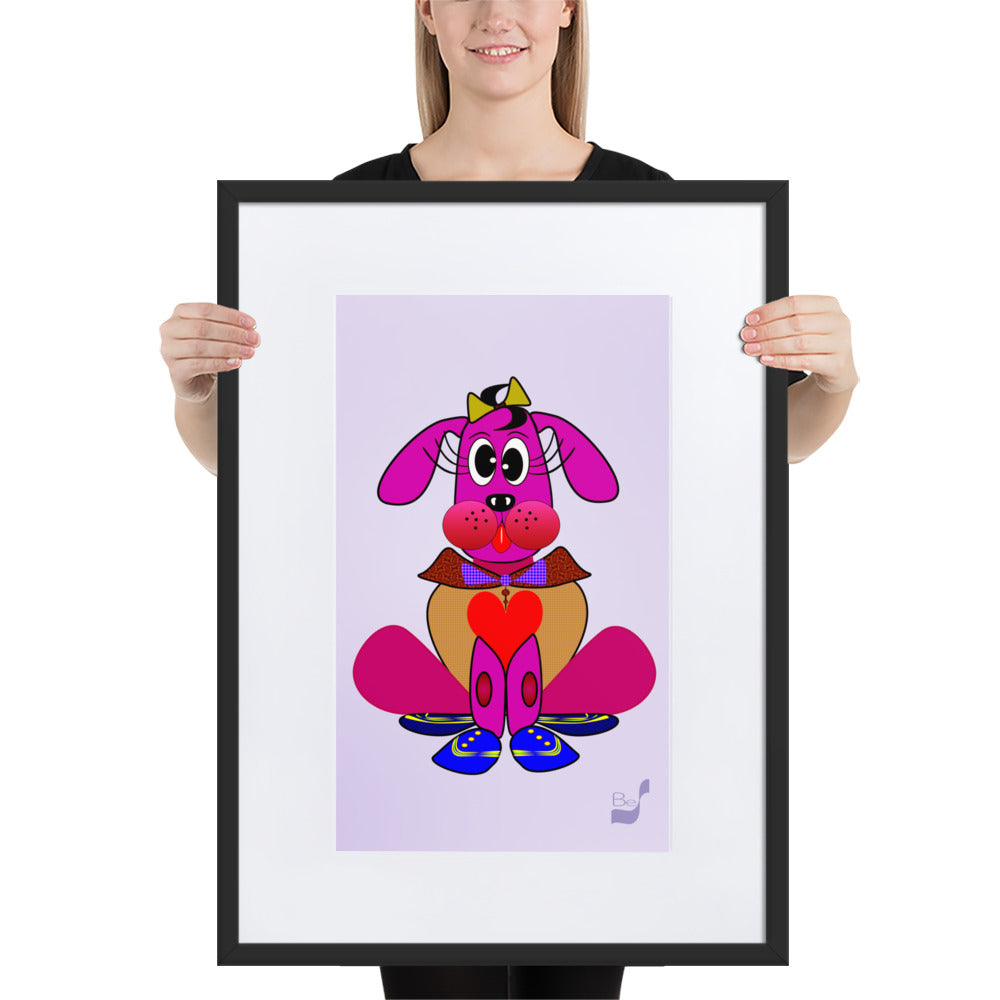 Love Pup 4 Hot Pink BeSculpt with Matboard Framed