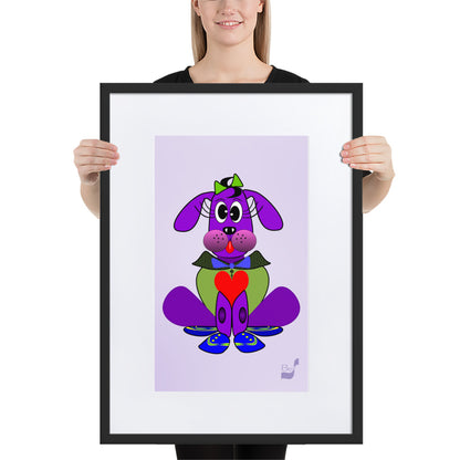 Love Pup 1 Purple BeSculpt with Matboard Framed