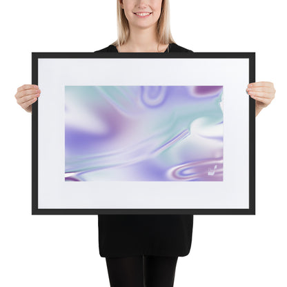 Blue Haze BeSculpt Abstract Wall Art with White Matboard and Black Framed Horizontal