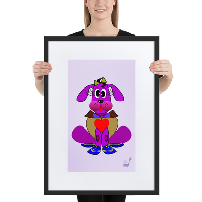 Love Pup 3 Violet BeSculpt with Matboard Framed