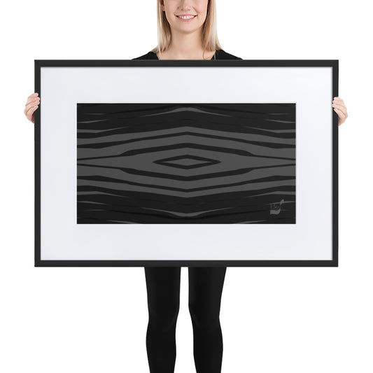 Black H Stripes BeSculpt Abstract Art with Matboard Black Framed 2