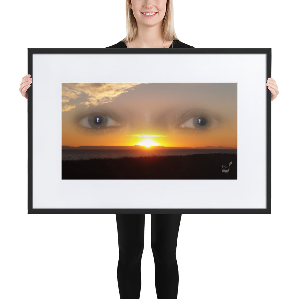 Sunset Eyes BeSculpt Photo-Art Seascape with Matboard Framed Enigmatic Sunset Art