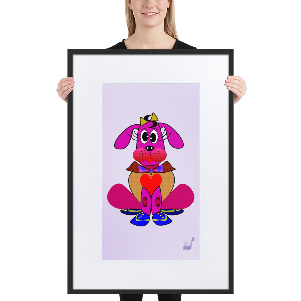 Love Pup 4 Hot Pink BeSculpt with Matboard Framed