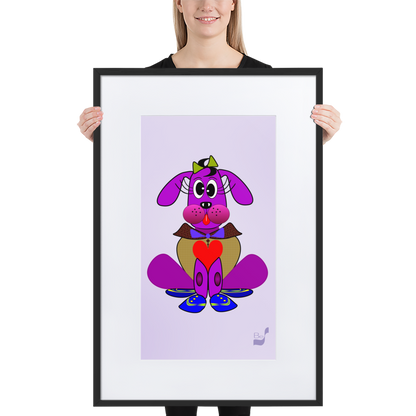 Love Pup 3 Violet BeSculpt with Matboard Framed