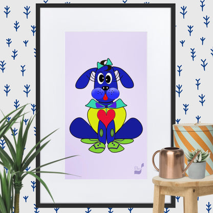 Love Pup 2 Blue BeSculpt with Matboard Framed