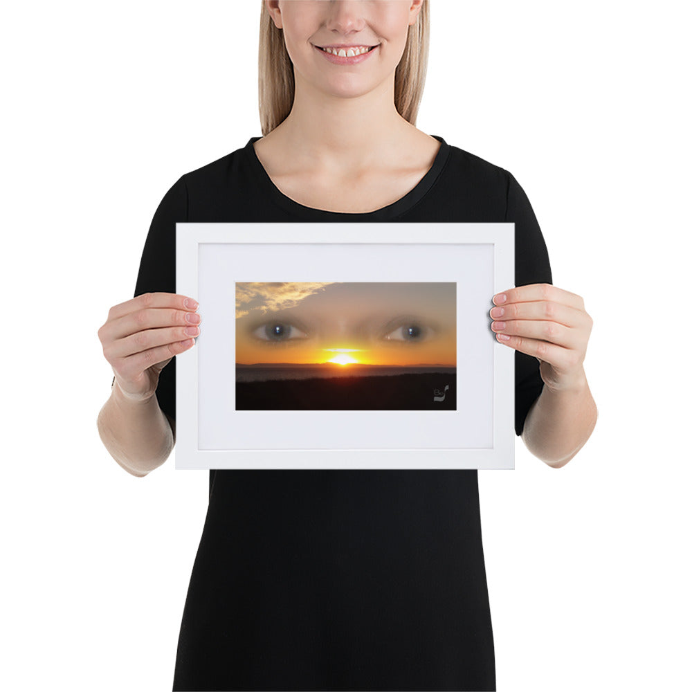 Sunset Eyes BeSculpt Photo-Art Seascape with Matboard Framed Enigmatic Sunset Art