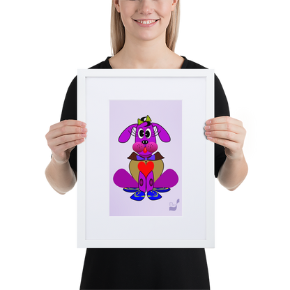 Love Pup 3 Violet BeSculpt with Matboard Framed