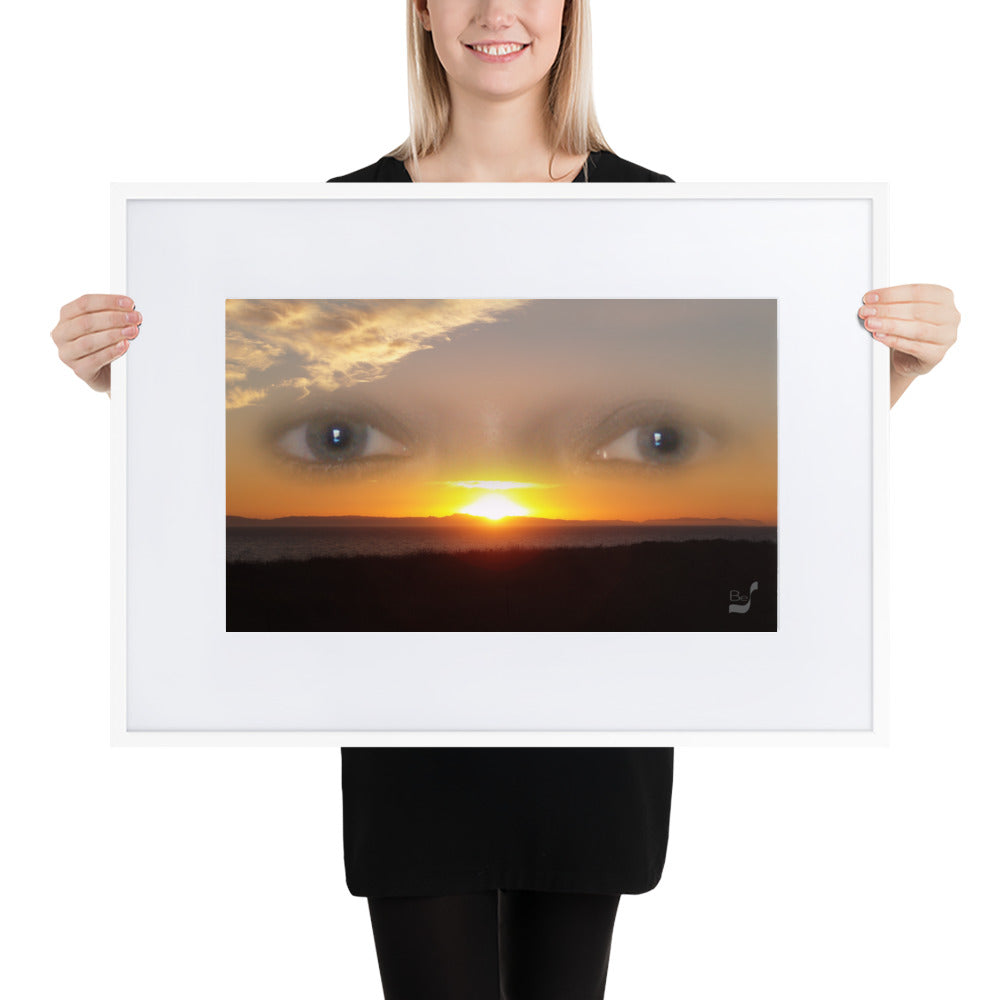 Sunset Eyes BeSculpt Photo-Art Seascape with Matboard Framed Enigmatic Sunset Art