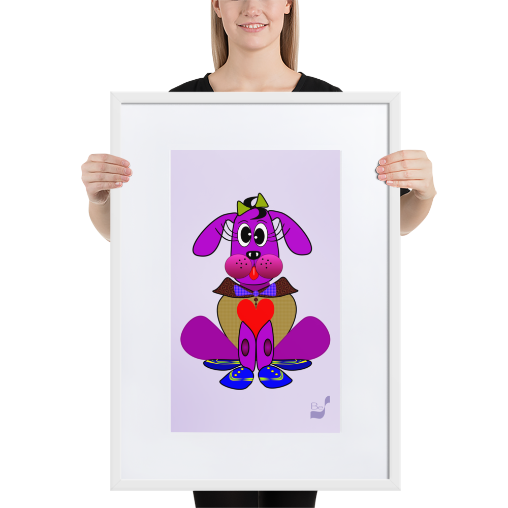 Love Pup 3 Violet BeSculpt with Matboard Framed