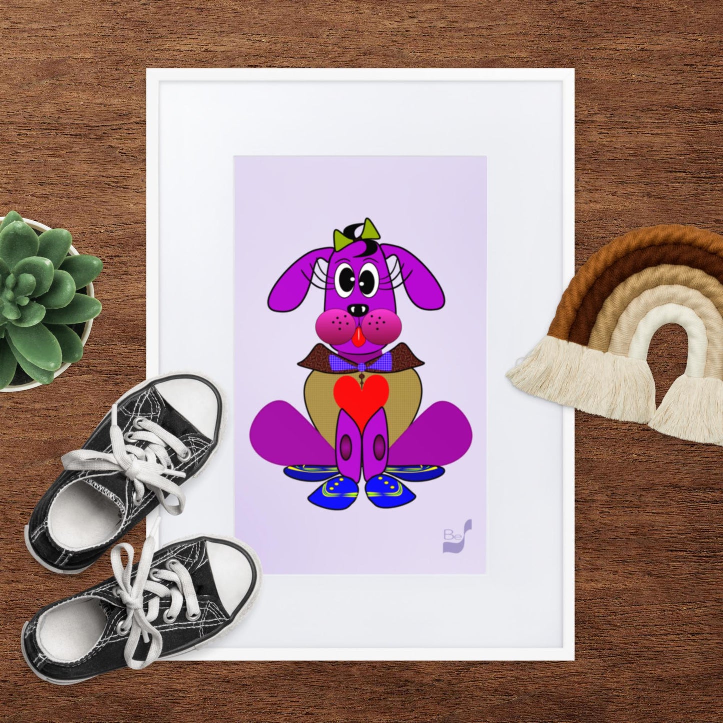 Love Pup 3 Violet BeSculpt with Matboard Framed