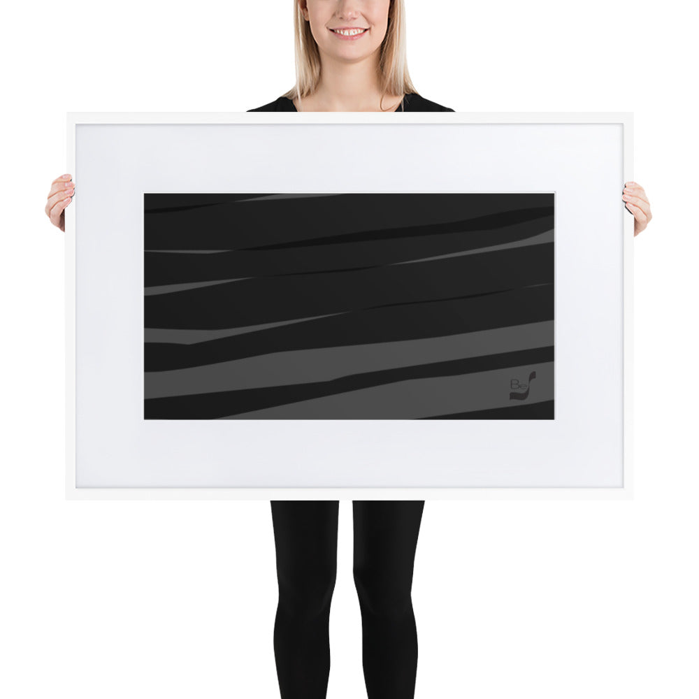 Black H Stripes BeSculpt Abstract Art with Matboard White Framed