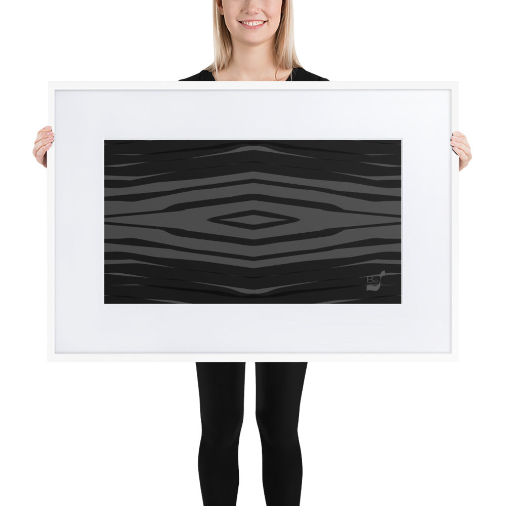 Black H Stripes BeSculpt Abstract Art with Matboard White Framed 2
