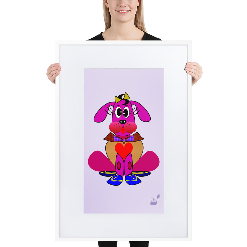 Love Pup 4 Hot Pink BeSculpt with Matboard Framed