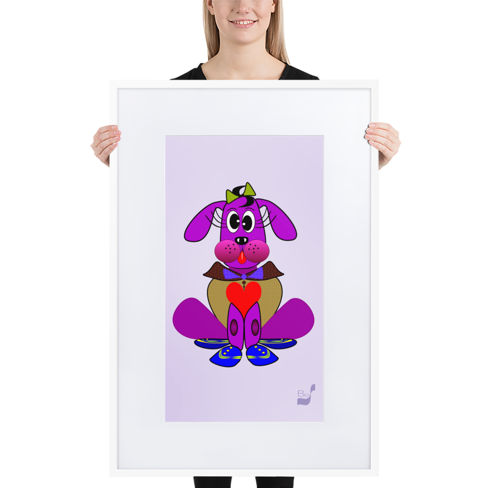 Love Pup 3 Violet BeSculpt with Matboard Framed