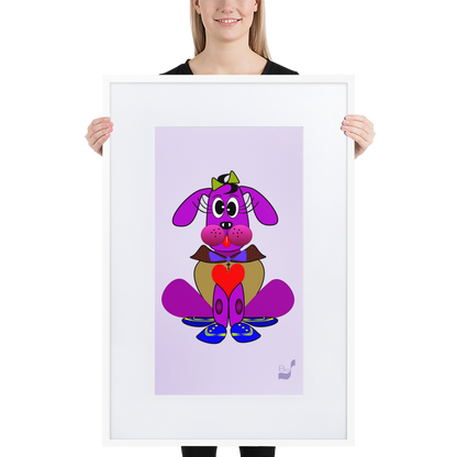 Love Pup 3 Violet BeSculpt with Matboard Framed