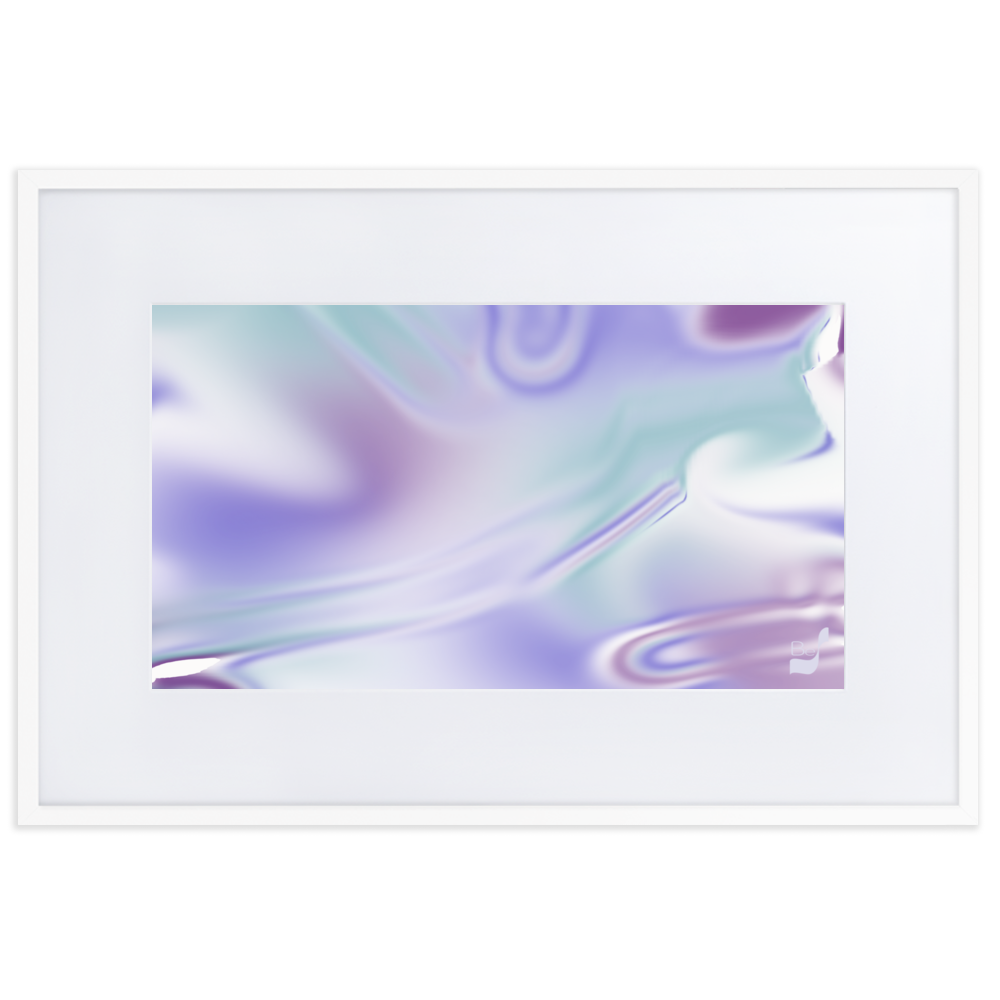 Blue Haze BeSculpt Abstract Wall Art with White Matboard and White Framed Horizontal