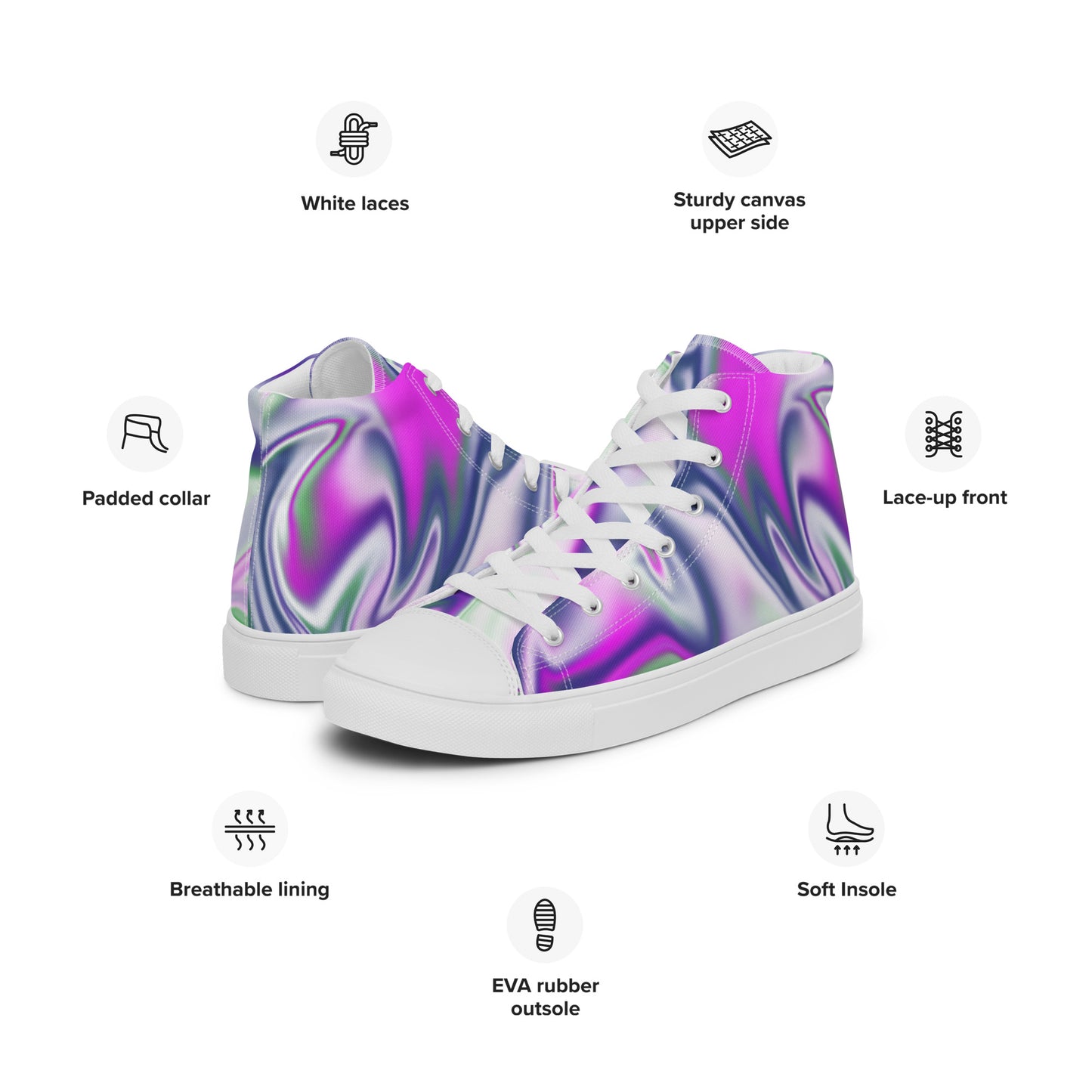 Burst BeSculpt Abstract Art Men’s High Top Canvas Shoes