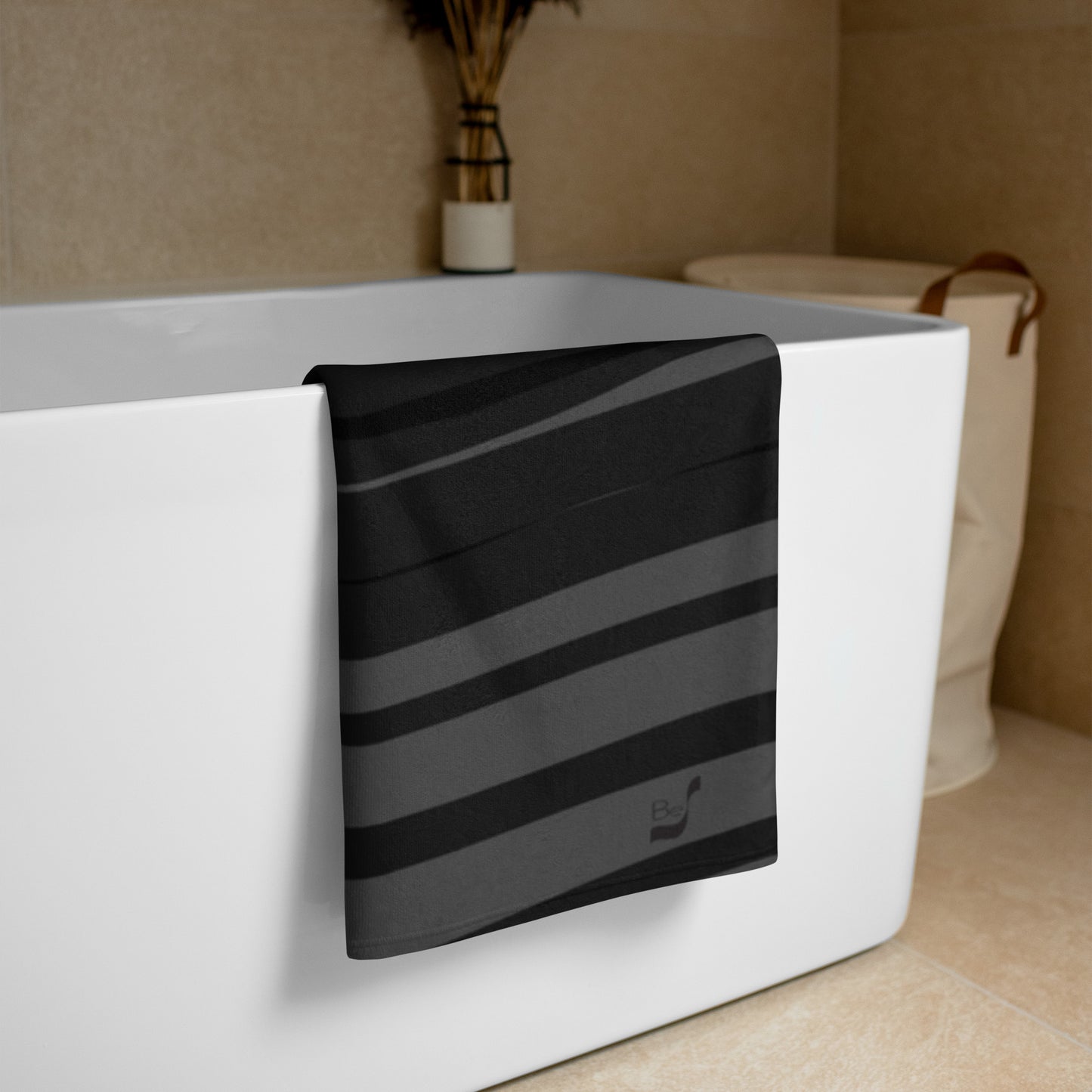 Black H Stripes BeSculpt Bath/Beach Towel