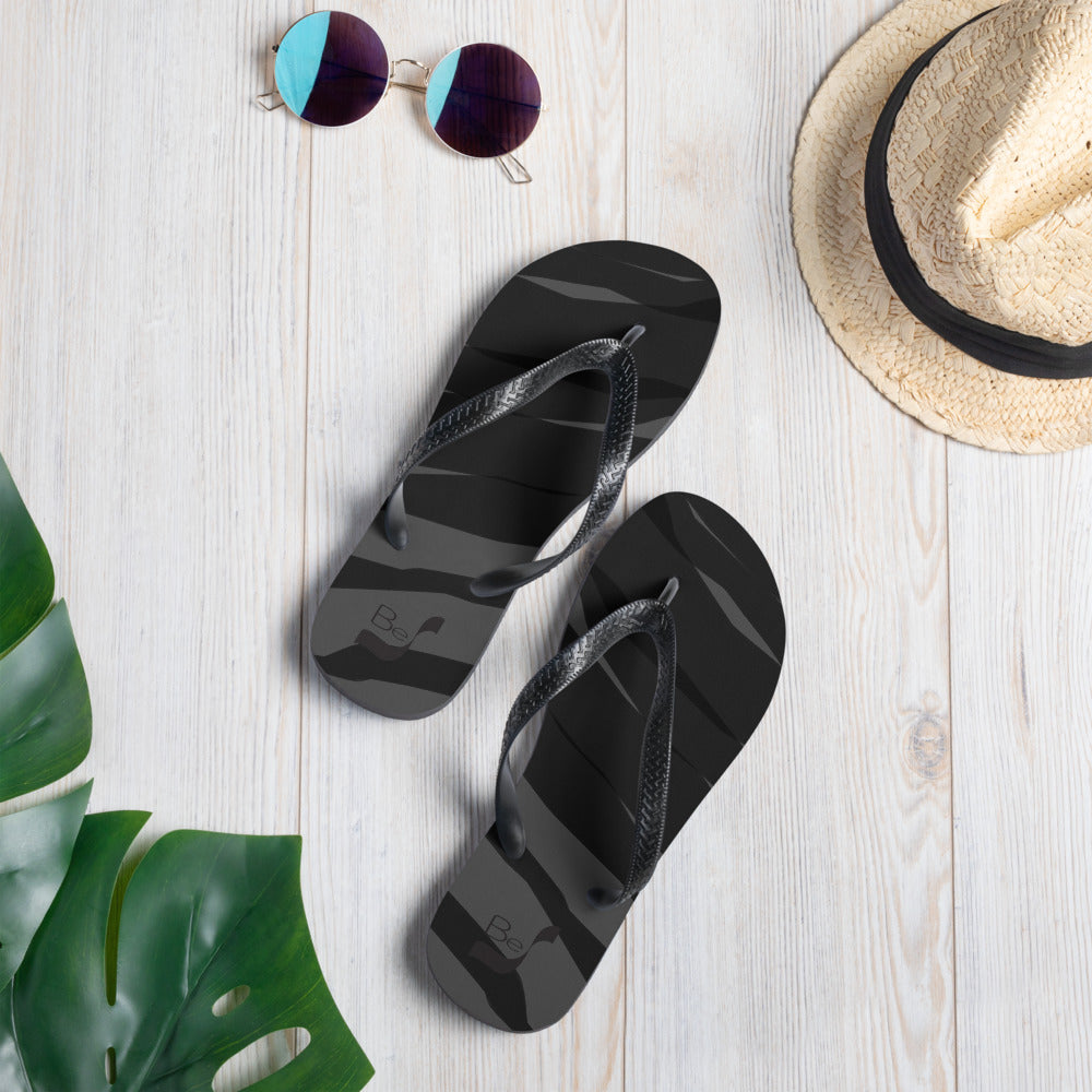 Black H Stripes BeSculpt Unisex Flip-Flops