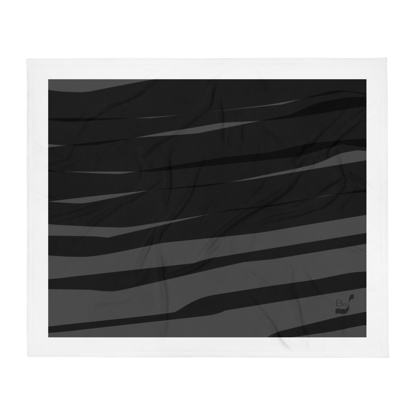 Black H Stripes BeSculpt Throw Blanket White Trimmed